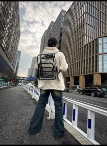 Διαφανές σακίδιο PVC αδιάβροχο casual daypack καθαρή τσάντα σχολείου για άνδρες γυναίκες