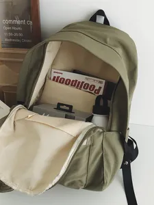 Minimalistischer Segeltuch Rucksack groosse Kapazitaet Freizeit Reise Laptop Tasche gruen