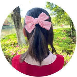 Süße rosa spitze schleife haarklammer für mädchen, eleganter pferdeschwanzhalter mit muster.