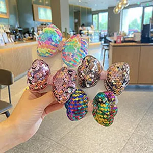 Details zu bunten Pailletten Schleifen Haarklammern für Mädchen, glitzernde Accessoires.