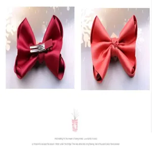 Pince à cheveux noeud satin rouge pour petites filles enfants accessoires mignons détail