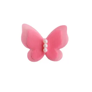 Rosa doppellagige Schmetterling Haar-Accessoires mit Perlen, süßes DIY-Material für Kinder.