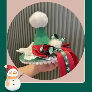 Christmas mini hat headband festive red green hair accessory cute holiday party prop