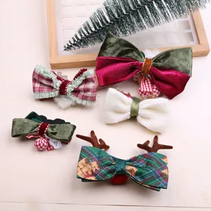 Weihnachten Schleife Haarklammern süß Karo Samt Geweih Haarspangen festlicher Haarschmuck
