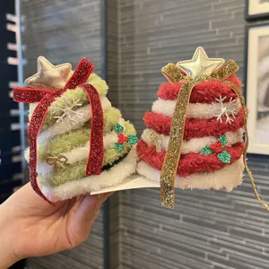 Plush Christmas tree hair clips with stars snowflakes for autumn winter girls cute hair accessories