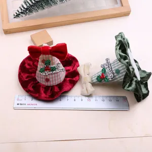 Weihnachtsmütze Haarnadeln Samt Schleife DIY Zubehör süße Weihnachts-Haarspangen Dekoration
