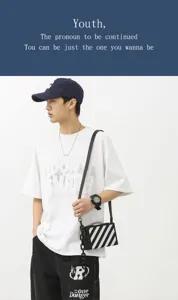 Sac bandoulière boîte rayé tendance avec bandoulière chaîne pour hommes et femmes