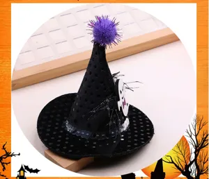 Halloween mini witch hat hair clip DIY spooky party costume hair accessories for kids and girls.