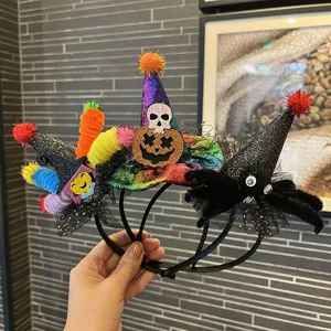 Halloween witch hat headband skull pumpkin hair hoop party costume dress-up hair accessories