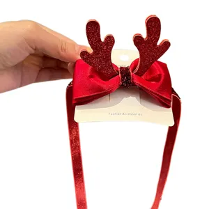 Barrette de Noël mignonnne bois de renne nœud accessoire de cheveux pour enfants filles fête