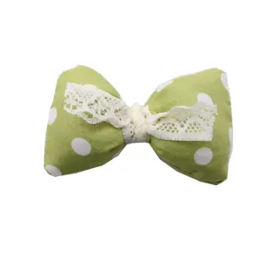 Barrette à cheveux nœud en tissu pois vert pour enfants, accessoire cheveux mignon dentelle.