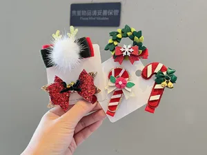 Weihnachten Kinder Haarklammern Set süß rot grün Feiertag Haarschmuck für Mädchen