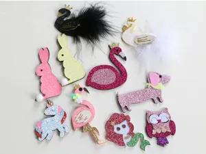 Süße Glitzer Cartoon Haarklammern Set, Tier DIY Flicken für Kinder Accessoires, Party Deko.