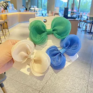 Sommer Mädchen Netz doppelter Schleife Haarklammern Kinder süße Haarschmuck Set