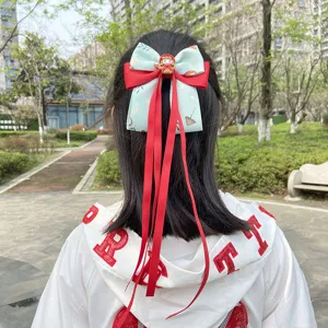 Lindo pasador de pelo con lazo rojo de caperucita, accesorio de cinta roja fresco para niñas pelo.