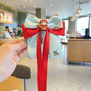 Bonita pinza de pelo con lazo de Caperucita Roja y cintas rojas accesorio menta para niñas.