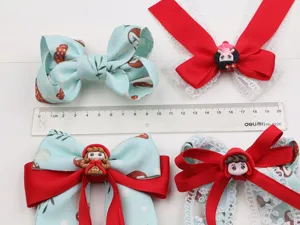 Conjunto de pinza de pelo con lazo rojo caperucita linda para accesorios de niñas