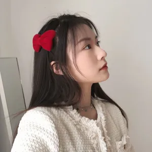 Red Velvet Bow Hair Clip Sweet Side Hairpin for Girls Fashion Hair Accessories