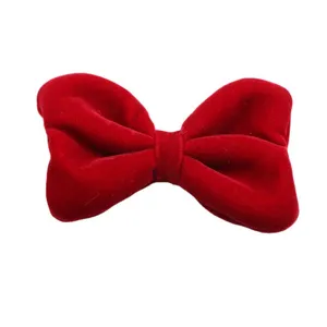 Red velvet bow hair clip for girls, elegant wine red side hair accessory for daily wear.