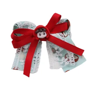 Bonita pinza de pelo con lazo caperucita roja para niñas, accesorio de pelo de encaje dulce.