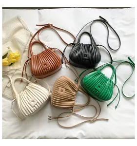 Elegante plissierte Umhängetasche Damen PU Leder lässige Schultertasche Beuteltasche.