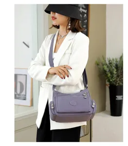 Damen Mehrfachtaschen Umhängetasche große Kapazität Nylon Schultertasche lässig Alltag