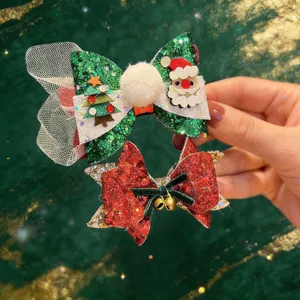 Weihnachts-Haarspangen Für Kinder Rot Rentier Geweih Weihnachtsmann Schleife Haarnadel Festliche Haaraccessoires Xmas Party Dekor Kopfschmuck