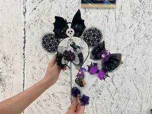 Halloween Haarschmuck Set mit Haarreif Zauberstab und Spinnen Schleifen für Kinder Party.