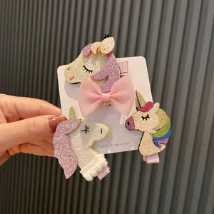Cartoon Einhorn Regenbogen Glitzer Haarspangen Für Mädchen Prinzessin DIY Haarschmuck Süße Pailletten Haarnadeln Kinder Kopfschmuck