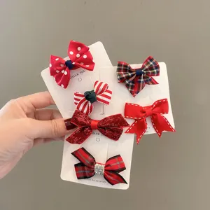 Baby Haarklammern Mini Schleife Haarnadeln Vollständig Stoffumwickelt Rote Serie Haarschmuck Für Säuglinge Kleinkinder Mädchen Zubehör