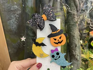 Halloween kinder haarklammern set glitzer kürbis geist fledermaus haarnadeln party accessoires