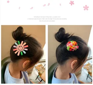 Bunte Kinder Haarklammer süße Schleife Blumen Haarspange Mädchen Haarschmuck Detail Ansicht