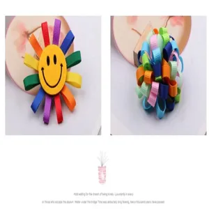 Bunte kinder haarnadel handgemachte band sonnenblume haarspange süße kinder haarschmuck