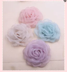 Handmade chiffon flower DIY accessories for hair clips, shoes, and wedding dress decor.