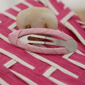 Pink fabric wrapped hair clip, cute children BB clip hair accessory for daily styling.