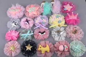 DIY Netzstoff Blumen Haarschmuck Kinder Kopfschmuck süße Stern Krone Applikationen set