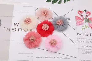 DIY handgemachte Netztuch Blumen Zubehör für Mädchen Haarschmuck und Kleidung Dekoration.