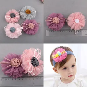 Handgemachte Mesh Blumen Haarschmuck DIY Handwerk Applikationen fuer Baby Bänder süss