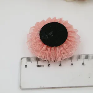Rosa handgemachte Mesh Blume DIY Handwerk Zubehör, Tüll Stoff Blume für Haarschmuck, 1 Stk