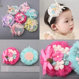 Handgemachte Netzblumen Baby Stirnband Haar-Accessoires Set, süße Blumen DIY Schleifen Kinder.