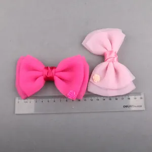 DIY handgemachte rosa Chiffon Schleife Haarschmuck, süße Blumen Schleifen Deko für Schuhe.