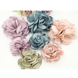 Handgemachte Stoff Rosen Blumen DIY Handwerk Zubehör für Haarschmuck Brautstrauß Hochzeit