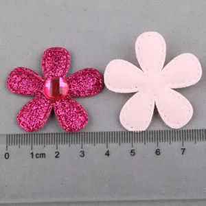 DIY fünfblättrige Blumen handgemachte Kleidung Haaraccessoires dekorative Flicken mit Glitzer