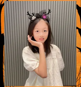 Halloween black deer antlers headband spooky cute party photo costume hair accessories.