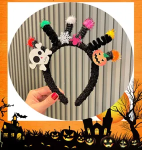 Serre-tete Halloween mignon et drôle en peluche douce avec citrouille pour fête de fête