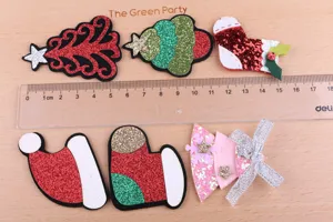 Weihnachtsbaum Weihnachtsmütze Strumpf DIY Haarspange Zubehör Glitzer Filz Aufnäher