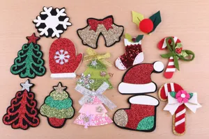 Weihnachten Filz DIY Flicken Set sortiert Weihnachtsmann Baum Strumpf Applikation Bastelzubehör