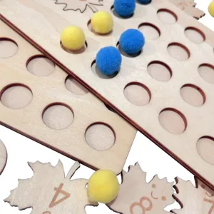 Wooden number board educational toy detail, kids Montessori math puzzle for early learning.
