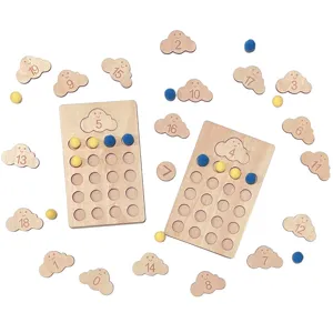 Wooden number board kids educational toy montessori math learning puzzle set for children.