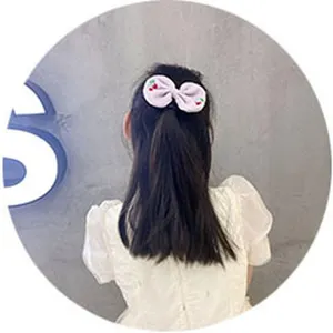 Cute kids cherry bow hair clip, sweet princess duckbill hairpin for little girls daily hair styling.